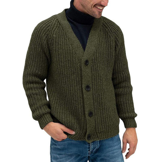 Herren Grobstrickjacke mit Knopfleiste EB