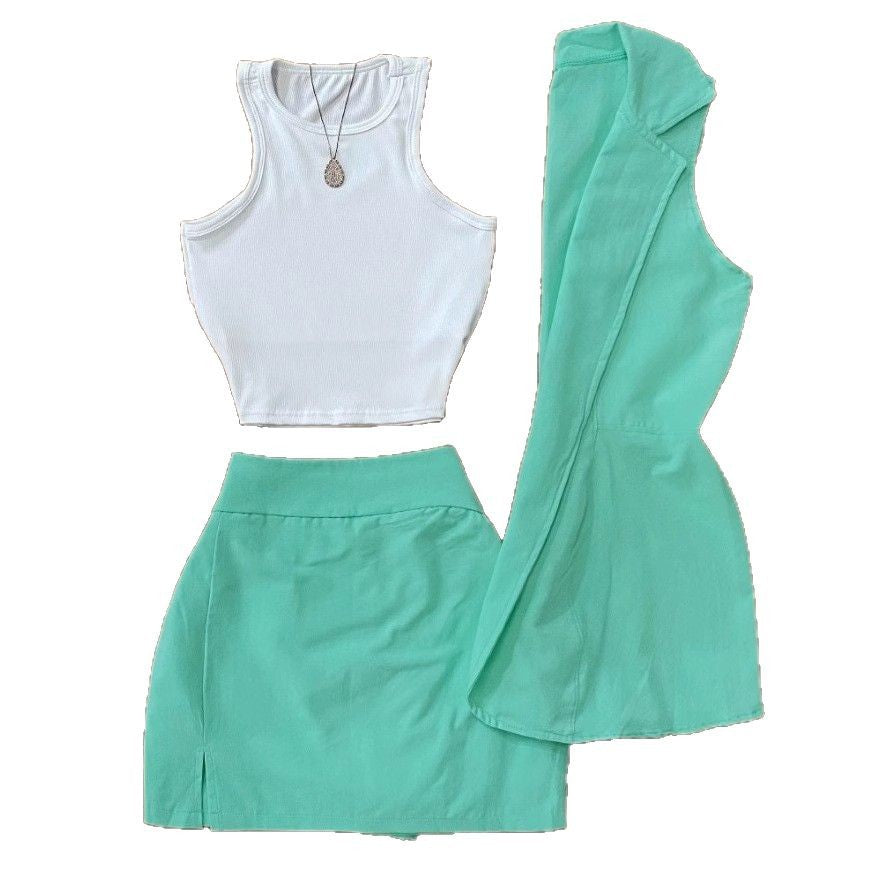 Damen sportliches Crop-Top und Minirock Set EB