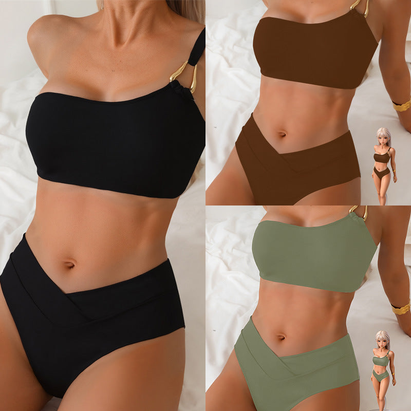 Damen Bikini-Set mit verstellbarem Oberteil und hohem Bund EB