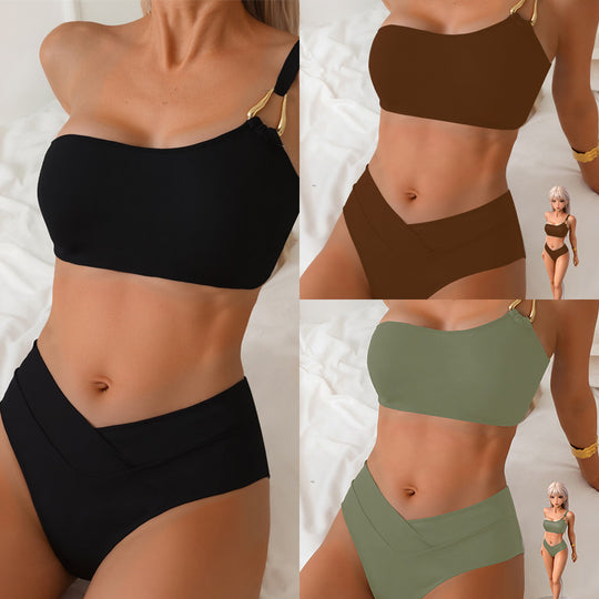Damen Bikini-Set mit verstellbarem Oberteil und hohem Bund EB