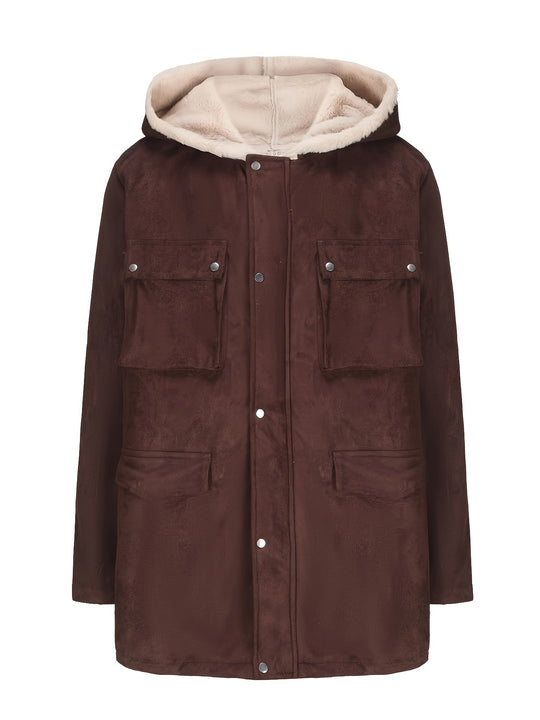 Damen praktische Parkajacke mit warmem Sherpa-Futter EB