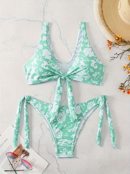 Damen Triangel-Bikini mit verspieltem Knoten-Detail EB