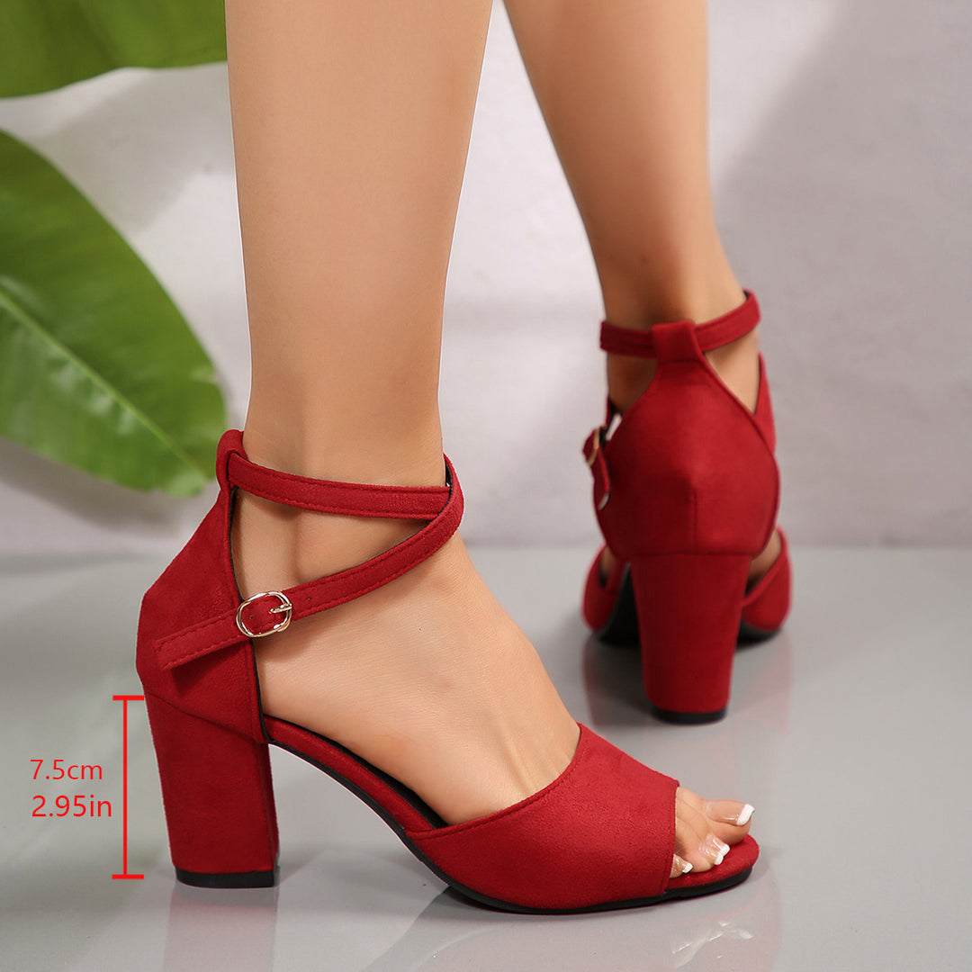 Damen elegante Absatzsandalen mit einem raffinierten Riemchen-Design EB
