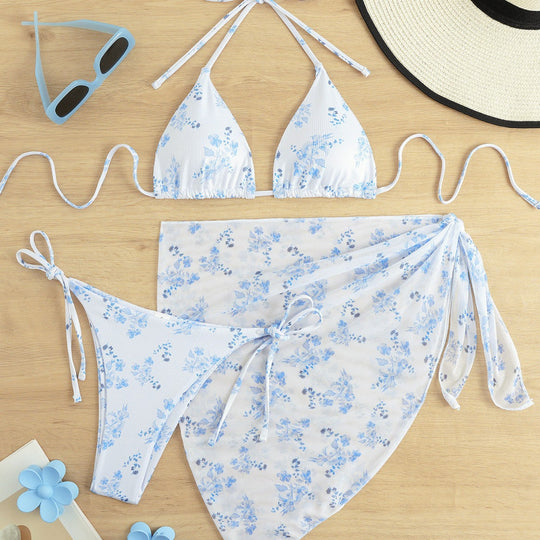 Damen Triangel-Bikini-Set mit elegantem Wickelrock EB