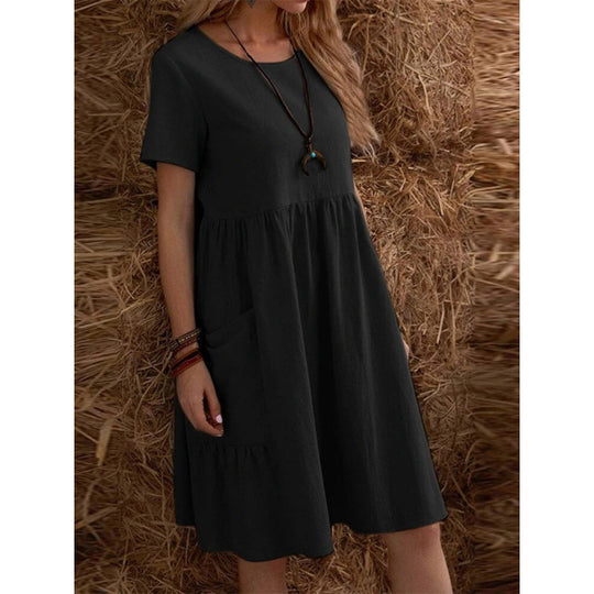 Damen Midikleid mit lockerer Passform und praktischen Taschen EB