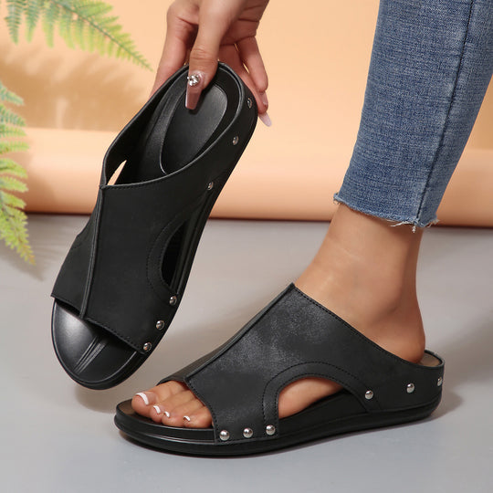 Damen Komfortable Slide-Sandalen mit modischem Cut-Out-Design und elegantem Strassbesatz EB