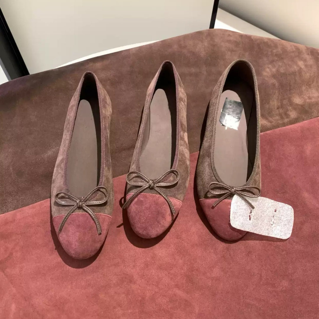 Damen Ballerinas mit dekorativem Schleifenakzent und hochwertiger Veloursleder-Oberfläche EB