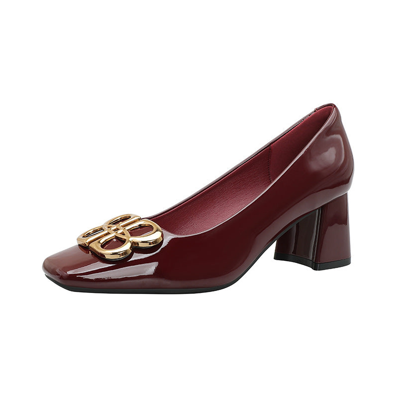 Damen elegante Blockabsatzschuhe mit Schmuckdetail EB