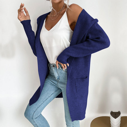 Damen Strickjacke mit tiefem V-Ausschnitt und praktischen Taschen EB