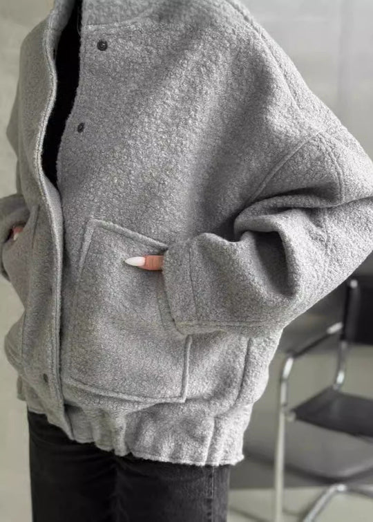 EB | Oversized Fleece Druckknopfjacke
