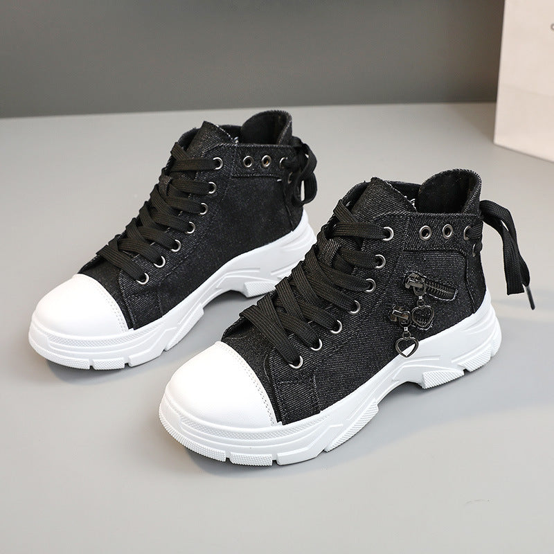 Damen modische High-Top Sneakers mit Reißverschluss und robustem Profil EB