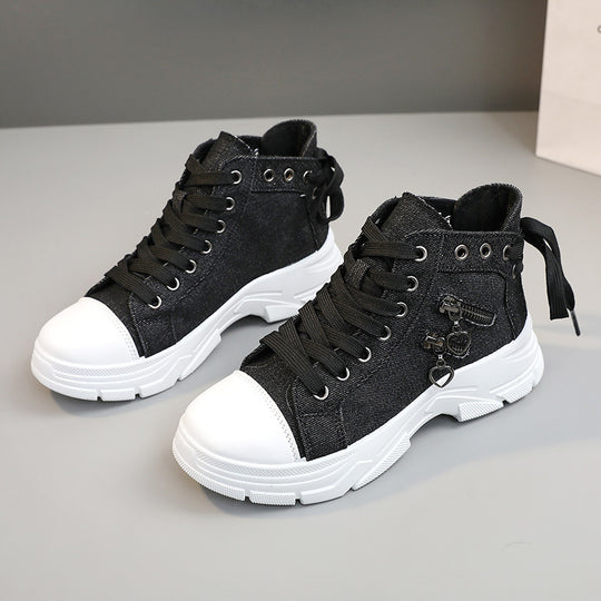 Damen modische High-Top Sneakers mit Reißverschluss und robustem Profil EB
