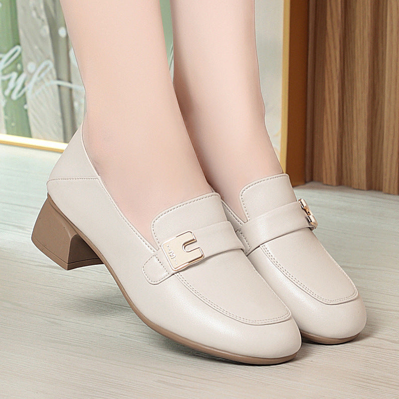 Damen Elegante Mokassins mit modischem Dekorelement und komfortablem Blockabsatz EB