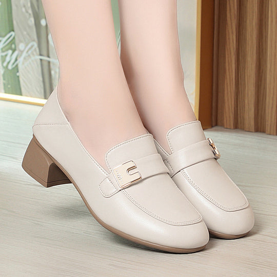 Damen Elegante Mokassins mit modischem Dekorelement und komfortablem Blockabsatz EB