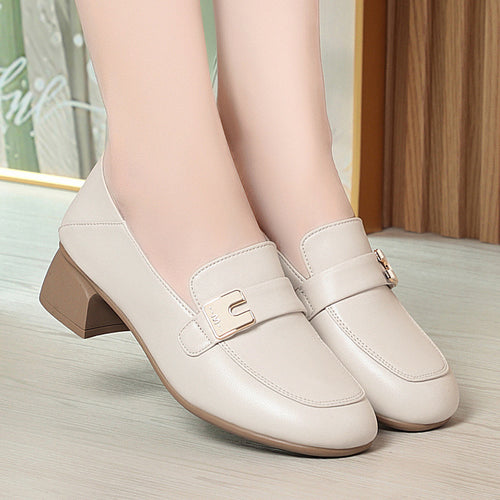 Damen Elegante Mokassins mit modischem Dekorelement und komfortablem Blockabsatz EB