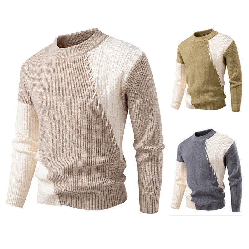 Herren Strickpullover mit modernem Struktur-Design und elegantem Kragen EB
