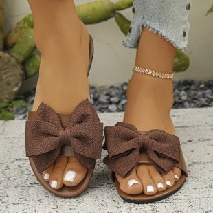 Damen Riemensandalen mit großem Schleifendetail EB