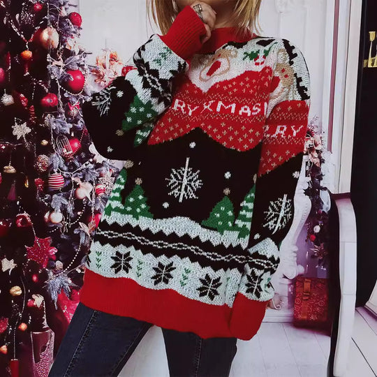 Damen Weihnachts-Pullover mit festlichem Design und gemütlichem Schnitt EB