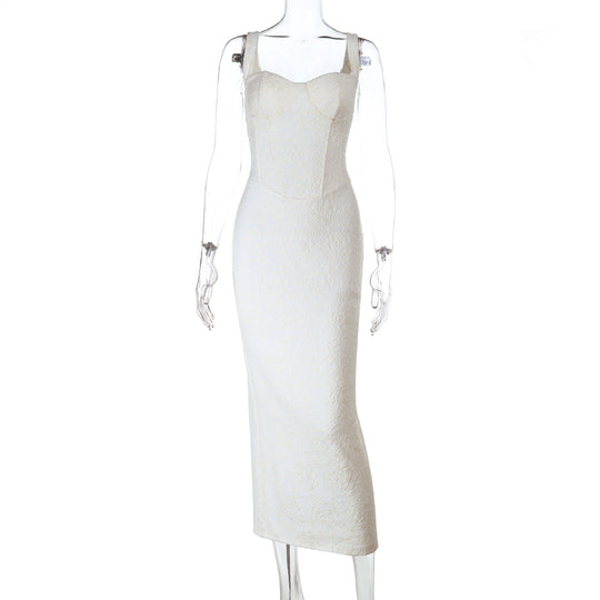Damen elegantes langes Kleid mit taillierter Silhouette und verführerischem Bustier EB