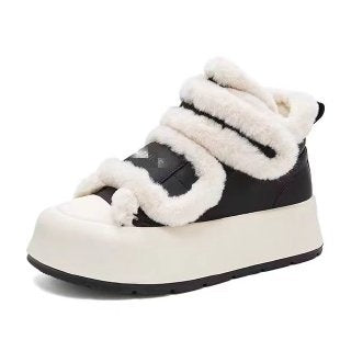 Damen Plüschgefütterte Sneaker mit breitem Klettverschluss und hoher Sohle EB