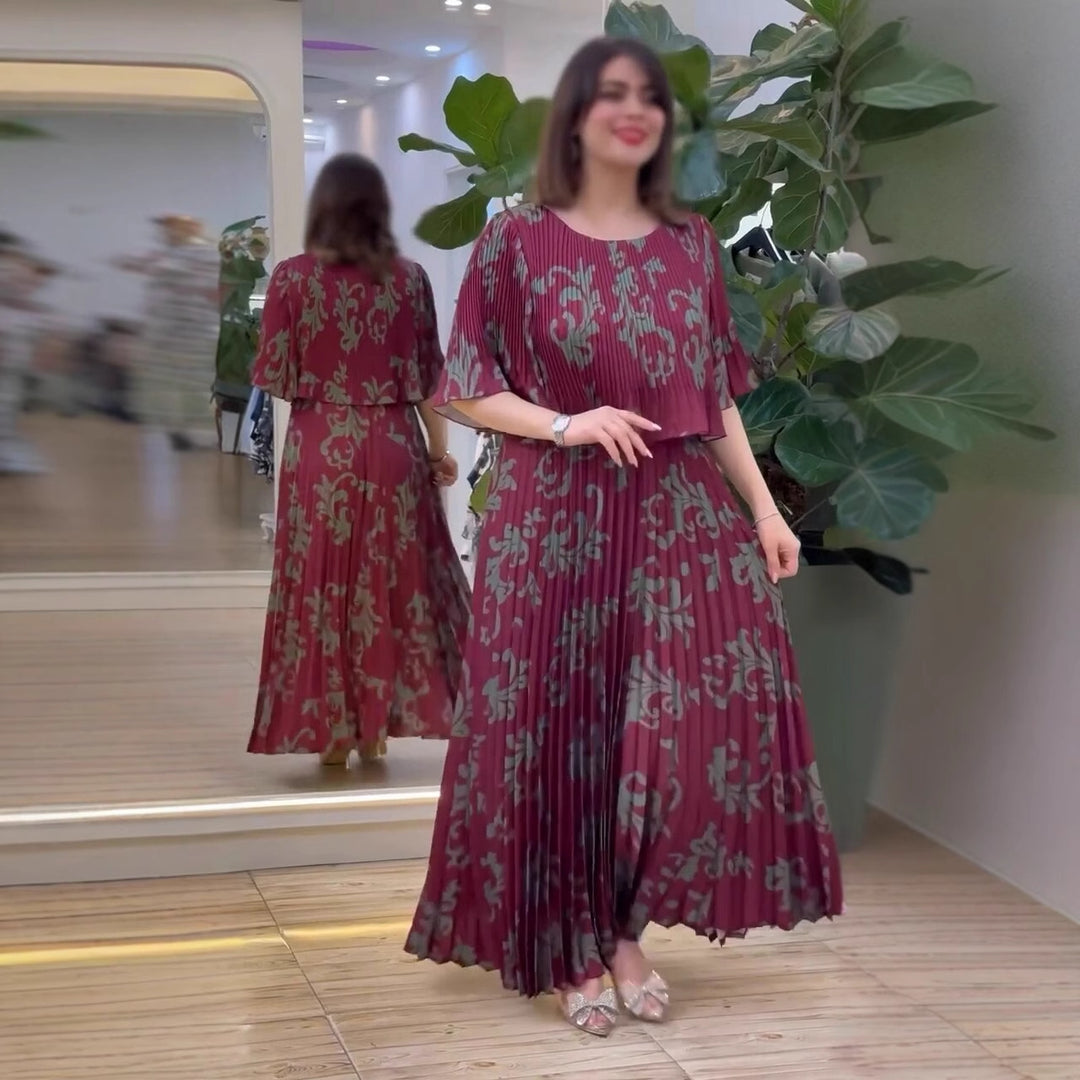 Damen Elegantes Maxikleid mit Rüschendesign und floralem Schnitt EB