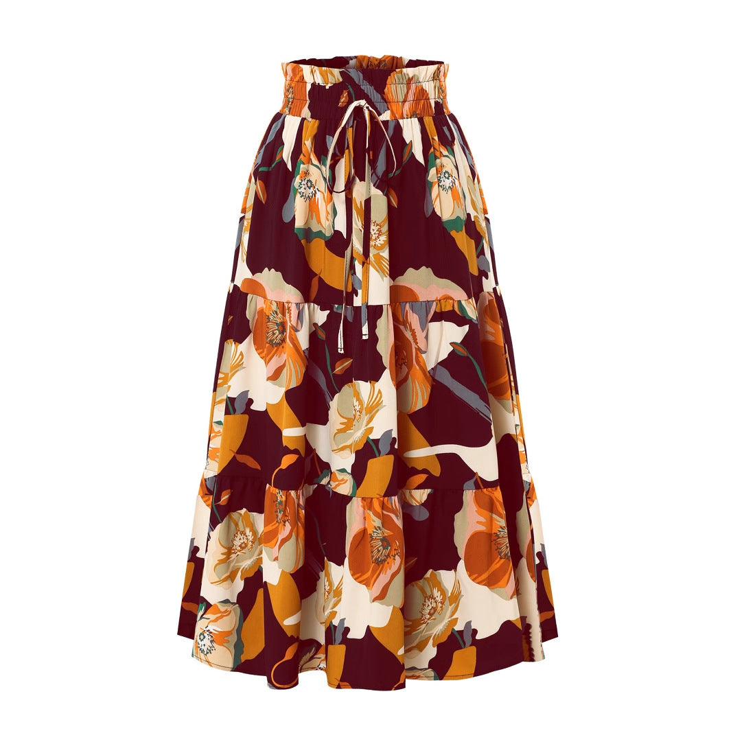 Damen Midirock mit floralem Design EB