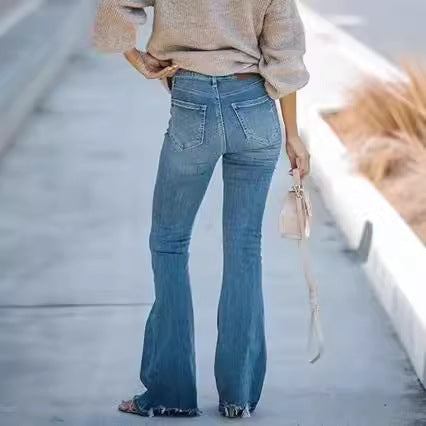 Damen Flared Jeans mit hohem Bund und modischem Schnitt EB