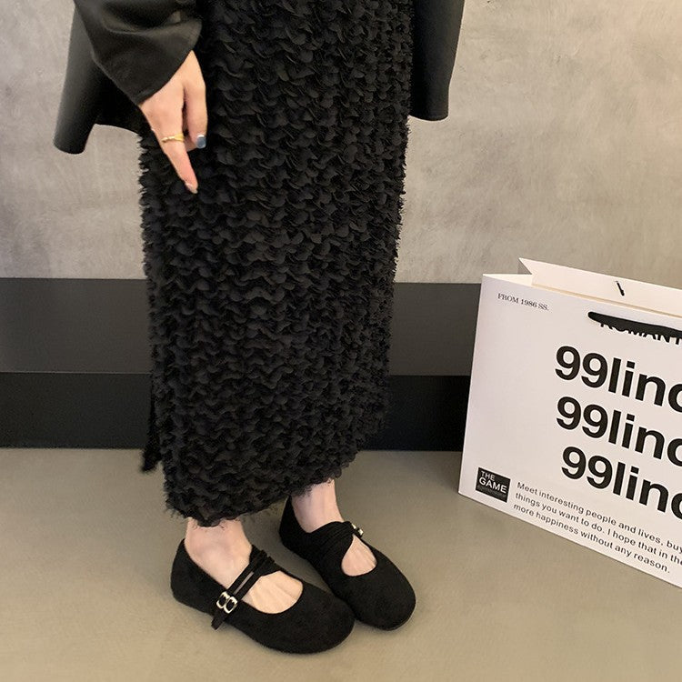 Damen bequeme Ballerinas mit modischem Riemchen und rutschfester Sohle EB