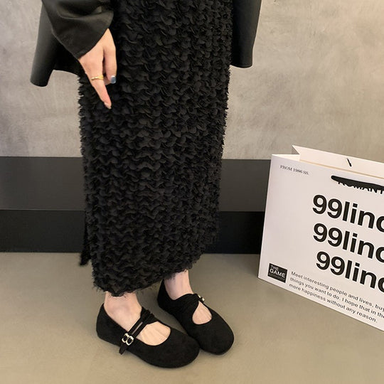 Damen bequeme Ballerinas mit modischem Riemchen und rutschfester Sohle EB