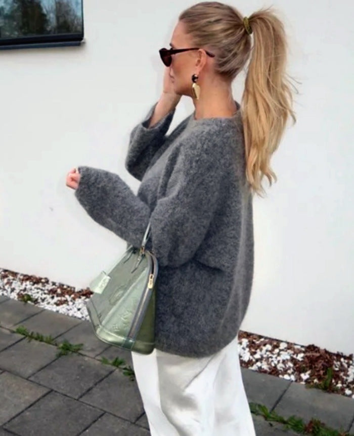Damen Grobstrick Pullover mit lässiger Passform und oversized Schnitt EB