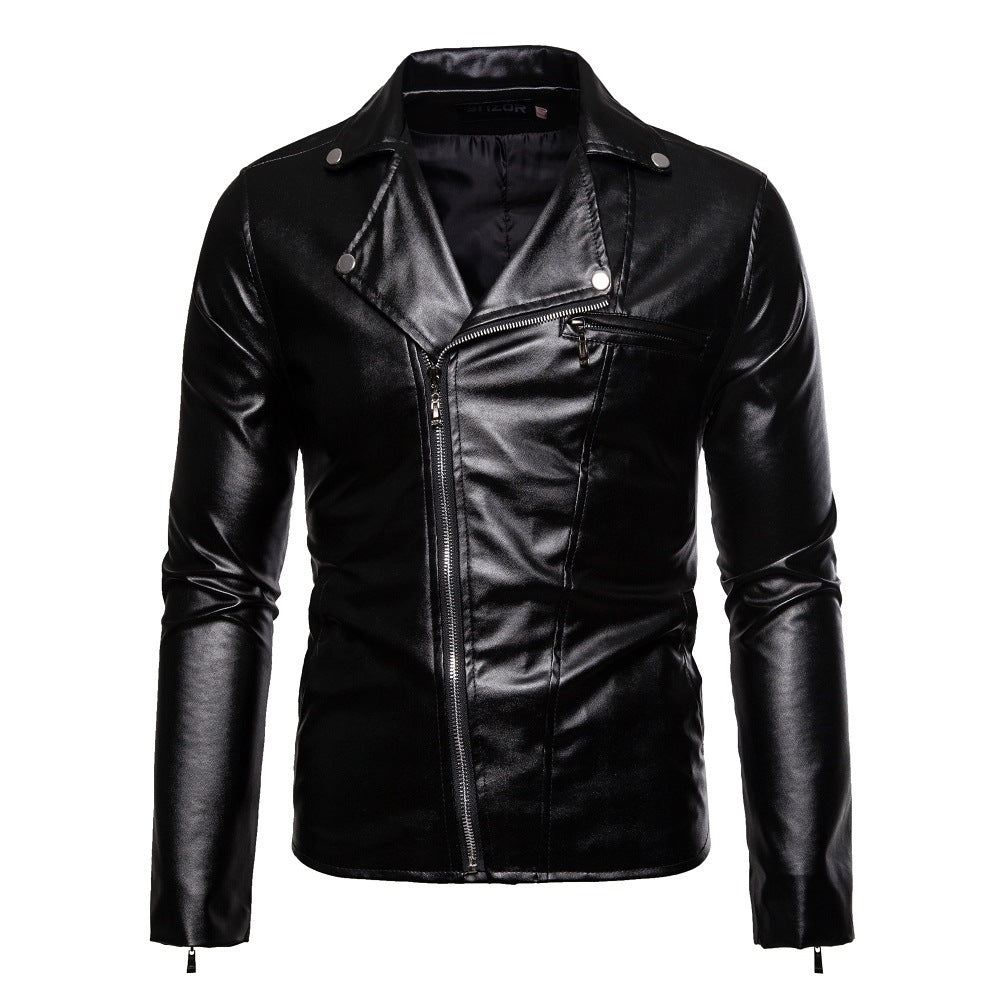 Herren moderne Bikerjacke mit asymmetrischem Reißverschluss und optik EB
