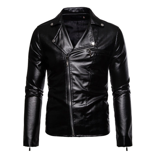 Herren moderne Bikerjacke mit asymmetrischem Reißverschluss und optik EB