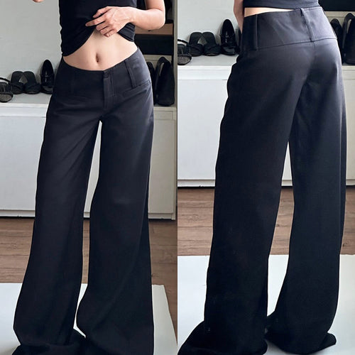 Damen Weite Chinohosen mit hohem Bund und seitlichen Taschen EB