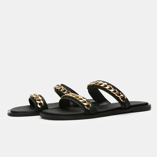 Damen Slides mit luxuriösem Kettendetail EB