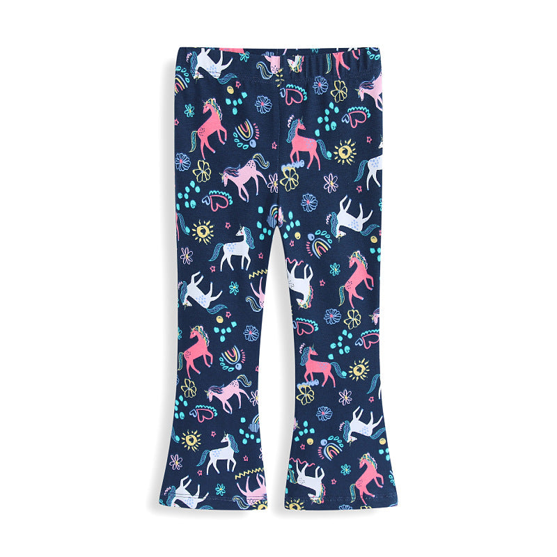 Mädchen Leggings mit verspieltem Einhorn- und Blütenmuster EB