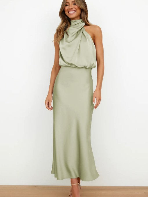 Damen Elegantes Etuikleid mit asymmetrischem Kragen und fließendem Schnitt EB