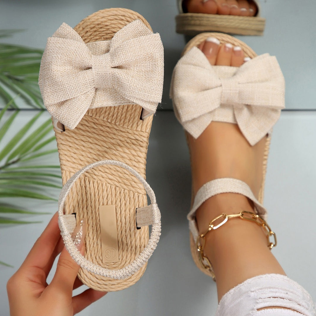 Damen Espadrilles Sandalen mit großem Schleifen-Detail EB