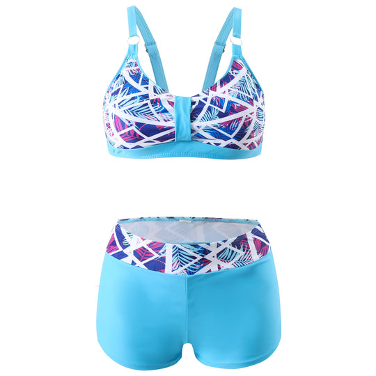 Damen nan sportliches Bikini-Set mit stützendem Bustier-Top und figurformenden Badeshorts EB