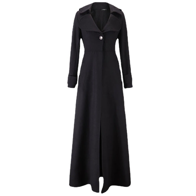 Damen Eleganter Langmantel mit klassischem Revers und modernen Akzenten EB
