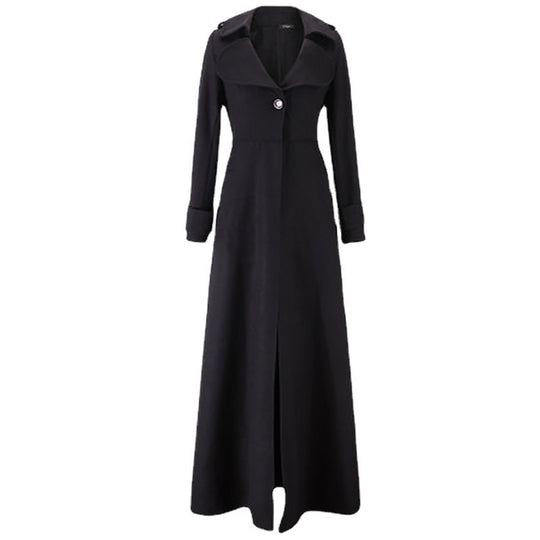 Damen Eleganter Langmantel mit klassischem Revers und modernen Akzenten EB