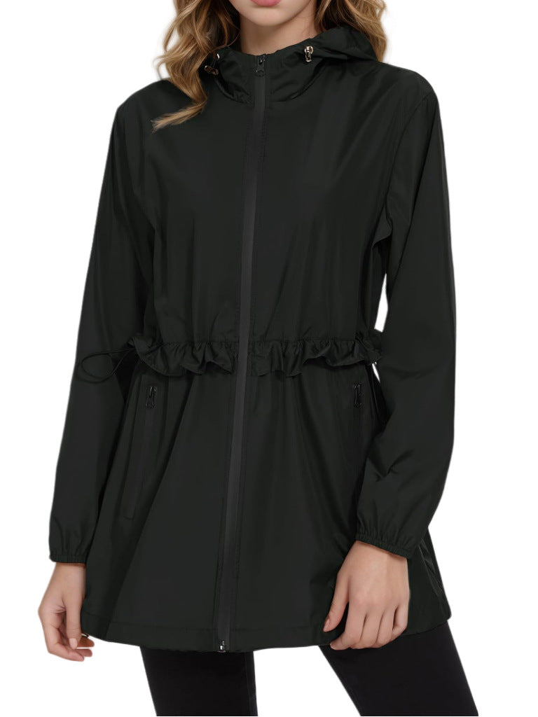Damen Leichte Übergangsjacke mit verstellbarem Kordelzug und seitlichen Taschen EB