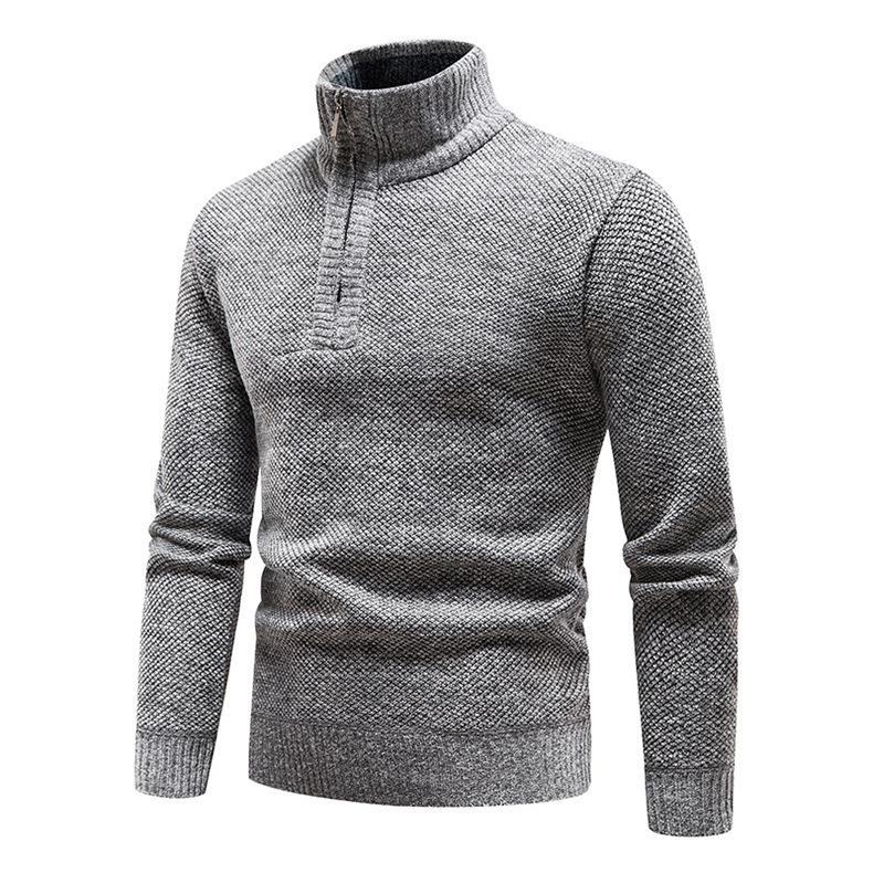 Herren Pullover mit halbem Reißverschluss und strukturiertem Design EB
