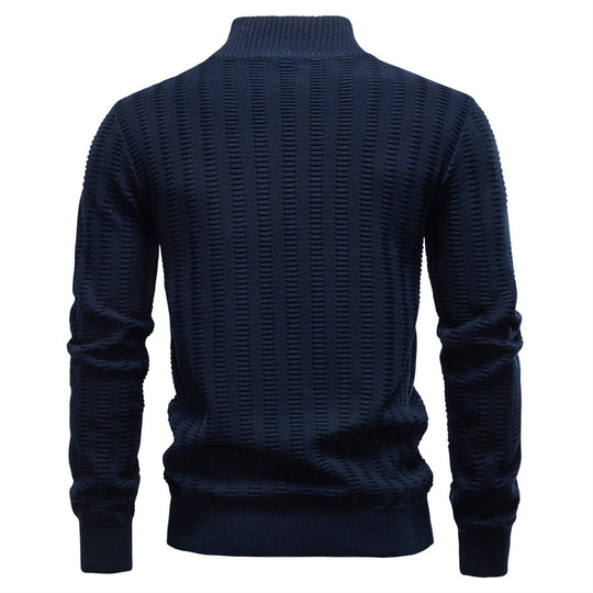 Herren Pullover mit strukturiertem Design und halbem Reißverschluss EB