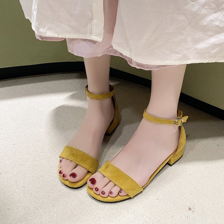 Damen bequeme Riemensandalen mit verstellbarem Fesselriemen und mittelhohem Blockabsatz EB