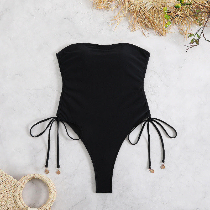 Damen Einteiler Badeanzug mit elegantem Schnürdesign und figurformendem Schnitt EB
