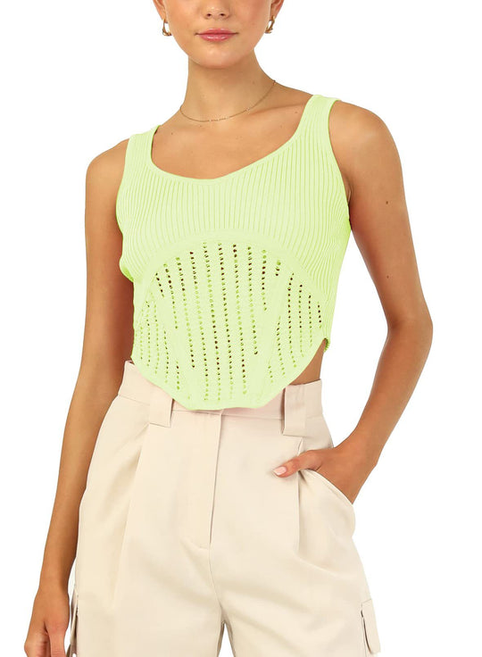 Damen Crop-Top mit strukturiertem Netzlook und hohem Schnitt EB