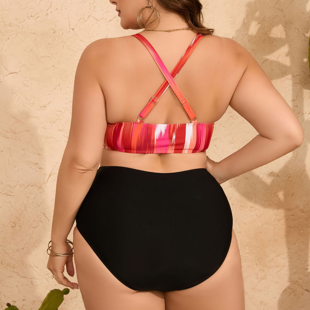 Damen Hochtaillierter Bikini mit Wickeloberteil EB