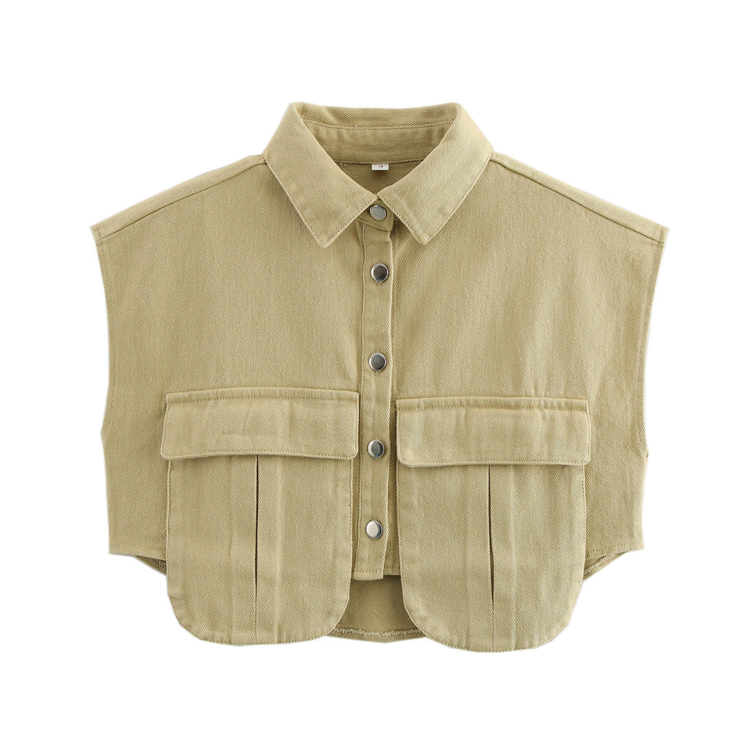 Damen ärmellose Utility-Bluse mit Taschen EB