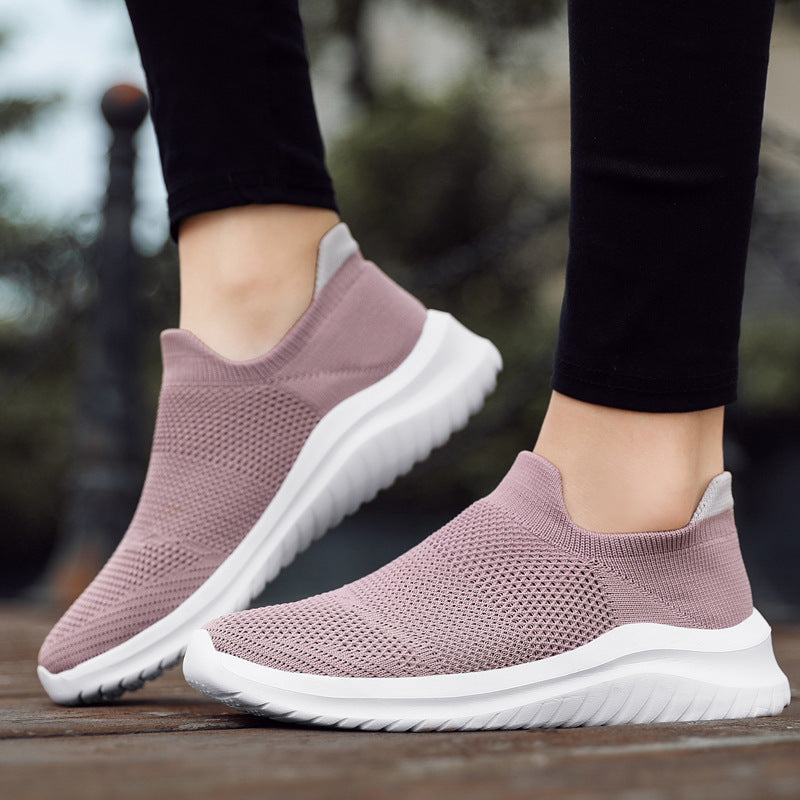 Damen Atmungsaktive Slip-On Laufschuhe mit elastischem Strickoberteil EB