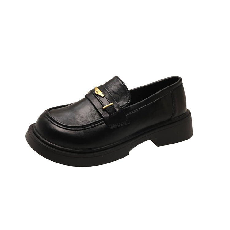 Damen Modische Leder-Slipper mit goldenen Akzenten EB